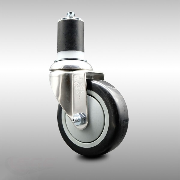 Service Caster 4 Inch 316SS Black Polyurethane Wheel Swivel 1-3/4 Inch Expanding Stem Caster SCC-SS316EX20S414-PPUB-BLK-134 - main